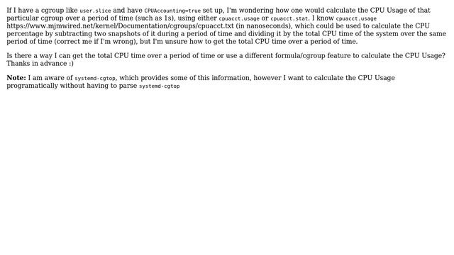 Calculating CPU usage of a cgroup over a period of time смотреть онлайн