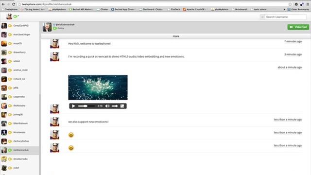 New Twelephone HTML5 audio, video, and emoticons in chat смотреть онлайн