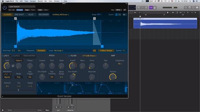 Logic Pro X (10.5.0) - Quick Sampler. (Part 1) На Русском. Создание мягкого Pad из сэмпла. смотреть онлайн