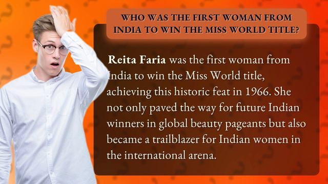 Who was the first woman from India to win the Miss World title? смотреть онлайн