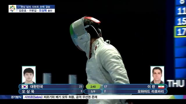 2018 Asian Games Men's Sabre Team final - Korea v Iran смотреть онлайн