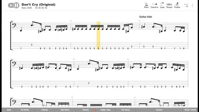 Guns N' Roses - Don't Cry (Bass Tabs) смотреть онлайн