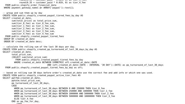 Databases: 30 days rolling sum as base for fee calculation. Faster solution смотреть онлайн