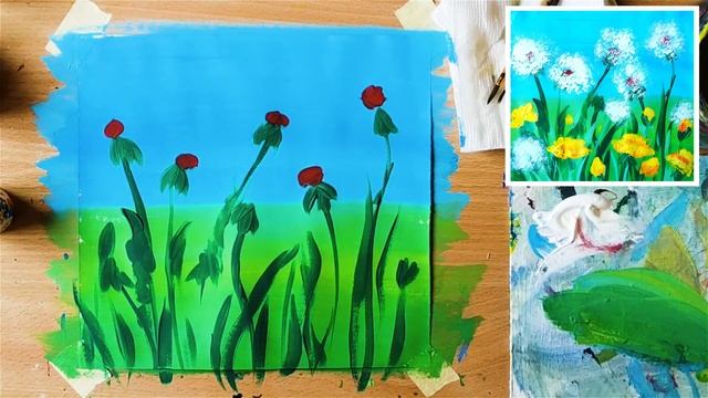 Одуванчики. Урок рисования. #рисунок #живопись #одуванчики смотреть онлайн