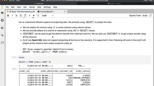 Spark SQL - Basic Transformations - Projecting Data смотреть онлайн