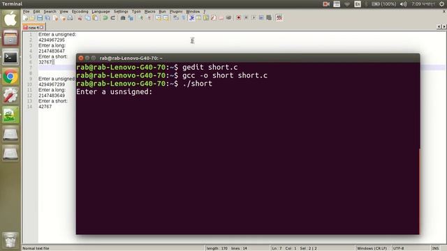 Unsigned, long, short variable format (Program in C) смотреть онлайн