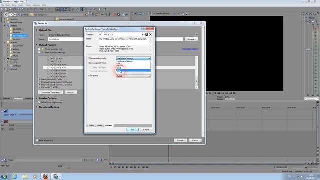 Sony Vegas Pro12,рендер проекта в HD (render) смотреть онлайн