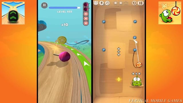 Going Balls vs Cut The Rope - Om Nom Catch Candy Ball Funny 3D Games (Android/iOS) смотреть онлайн