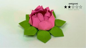 Бумажный Цветок Лотос из листа бумаги. Подробный видео урок оригами для детей. ★★☆☆☆