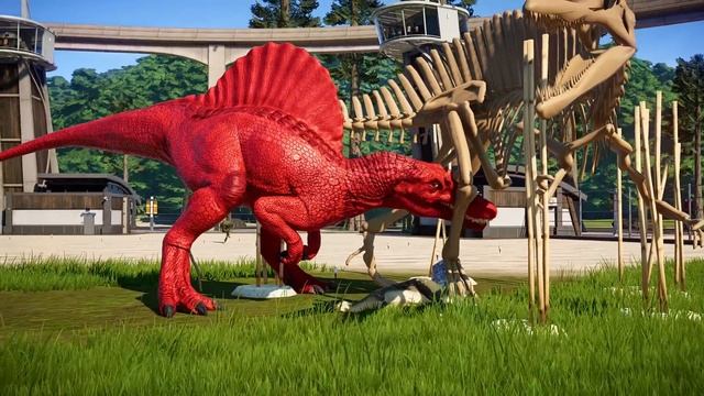 Red Big Dinosaurs Fighting in Jurassic World Evolution - T-Rex vs Spinosaurus vs Carnotaurus смотреть онлайн