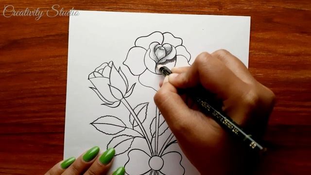 Rose Drawing || Valentine's Day Special Drawing || How to Draw Rose Flower with Pencil Sketch. смотреть онлайн