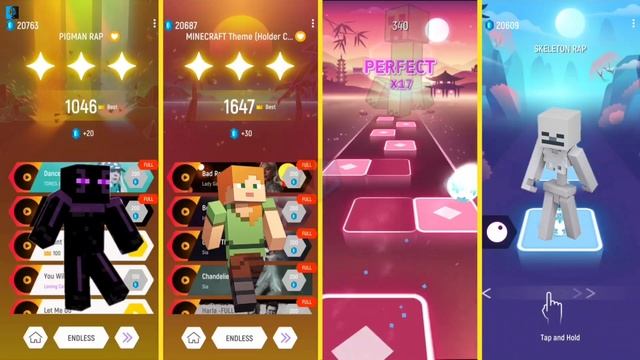 Enderman - Minecraft - Creeper Rap - Skeleton Rap | Tiles Hop EDM Rush смотреть онлайн