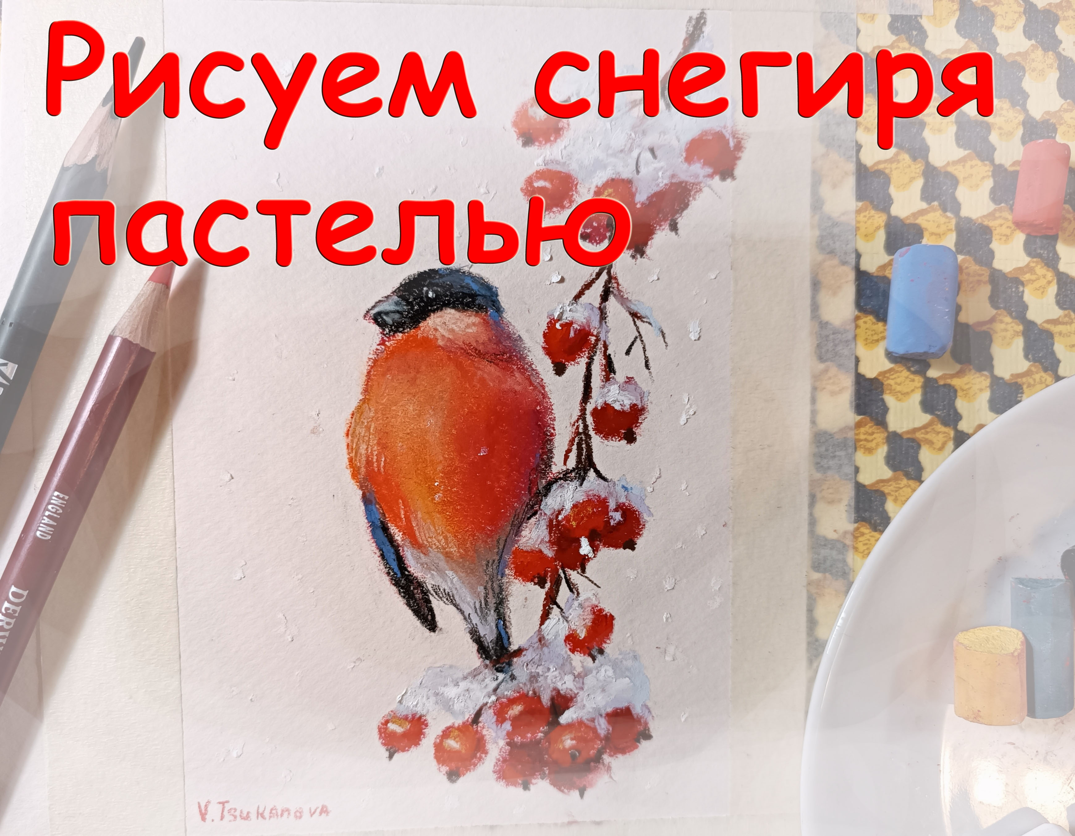 Рисуем снегиря пастелью. Урок по пастели для начинающих - как нарисовать снегиря. Зимние птицы. Викт смотреть онлайн