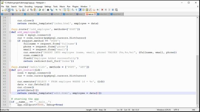 Python Flask Employee Create, read, update and delete (CRUD) using pymysql and dataTables bootstrap смотреть онлайн
