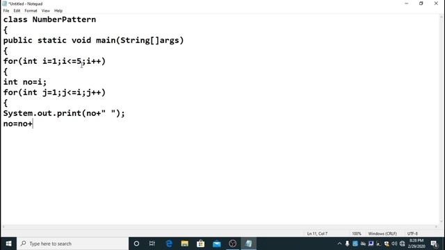 very simple java programs #14 "Number Pattern print in java" смотреть онлайн