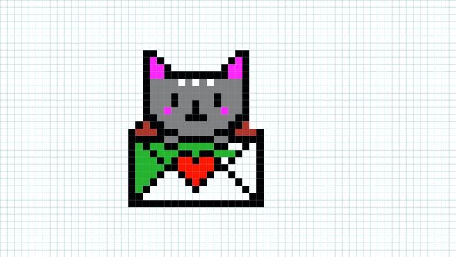 ?Рисуем по клеточкам котика с конвертом. We draw a cat with an envelope on the cells. смотреть онлайн