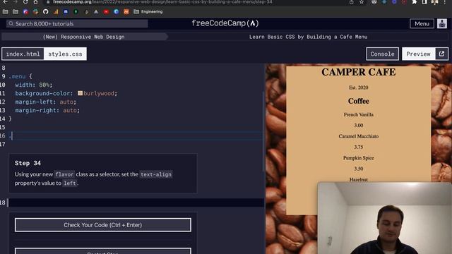 freeCodeCamp - Learn CSS by Building a Cafe Menu (31-40) смотреть онлайн