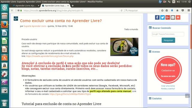 Como excluir minha conta no Aprender Livre HD смотреть онлайн