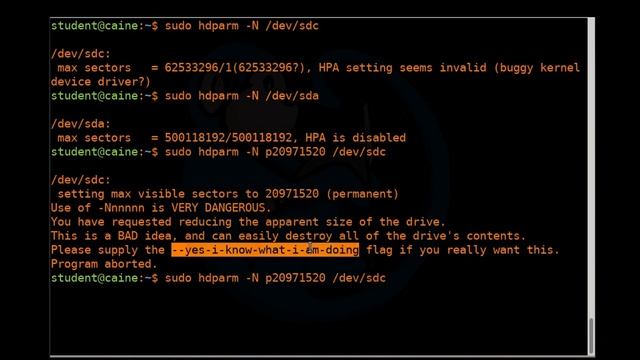 LCL 16 - using hdparm to interface with SATA/IDE/SSD drives - Linux Command Line tutorial forensics смотреть онлайн