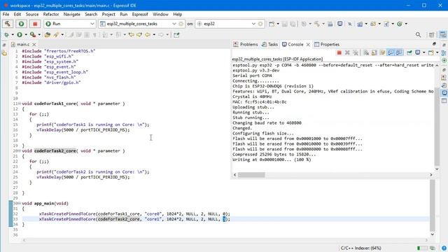 How to run tasks on two different cores of ESP32 with ESP-IDF using espressif IDE смотреть онлайн
