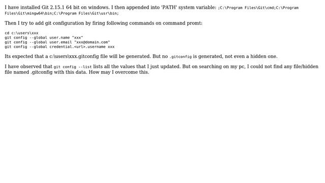 .gitconfig not being generated in windows 7 machine смотреть онлайн