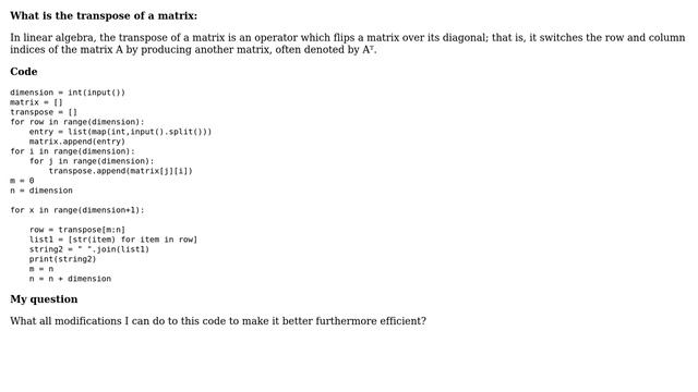 Code Review: Transpose of a matrix using Python 3.8 (2 Solutions!!) смотреть онлайн