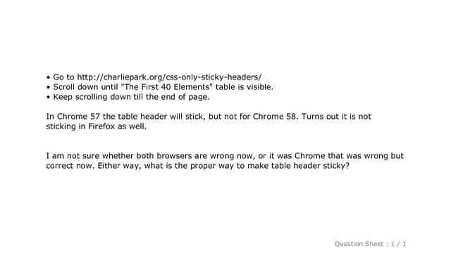 HTML : Position sticky in table does not work in Firefox and Chrome 58 смотреть онлайн
