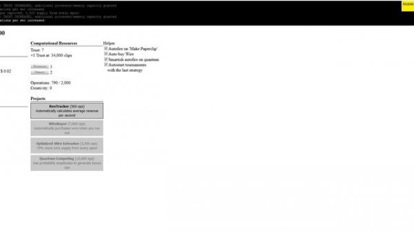 Universal Paperclips Game - 2:44 - TAS 100.000 clips