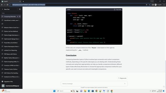 Comparing dissimilar types in python смотреть онлайн