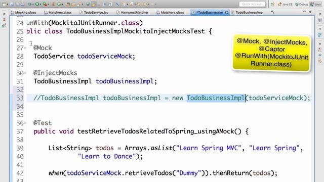 Mockito Annotations - @Mock, @Runwith, @InjectMocks and @Captor смотреть онлайн