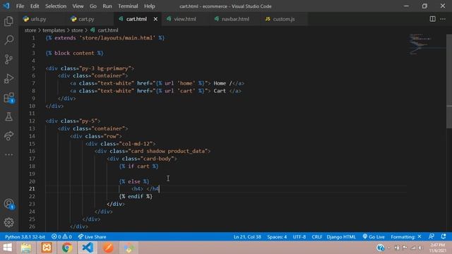 Django Ecommerce Part 12 | How to display cart items in cart page in Django | Stock Validation смотреть онлайн
