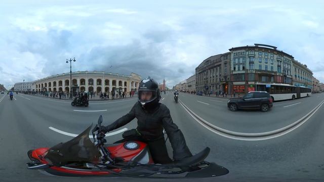 Проезд по Невскому проспекту на открытии Мотосезона 2021 - VR 360 смотреть онлайн