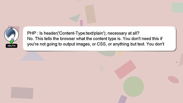PHP : Is header('Content-Type:text/plain'); necessary at all? смотреть онлайн