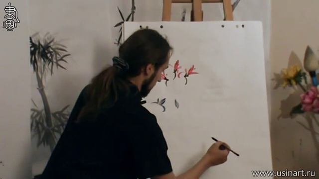 Уроки по китайской живописи дикая орхидеи 兰花 . Урок 1 рисование цветов дикой орхидеи смотреть онлайн