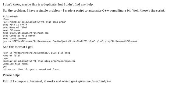 Ubuntu: g++ command not found in sh script смотреть онлайн