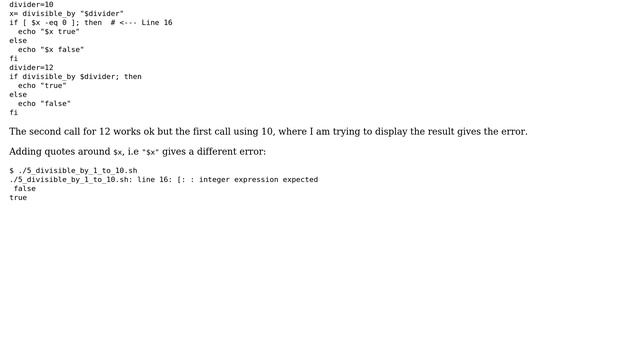 Unix & Linux: Why do I get "-eq: unary operator expected false"? смотреть онлайн