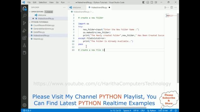 Make Directory and Create File if Not Exists Python PY Tutorials смотреть онлайн
