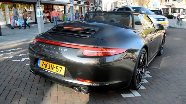 Porsche 991 911 Carrera 4S cabriolet Roof open Sport exhausts, amazing sounds, old man revving in i смотреть онлайн