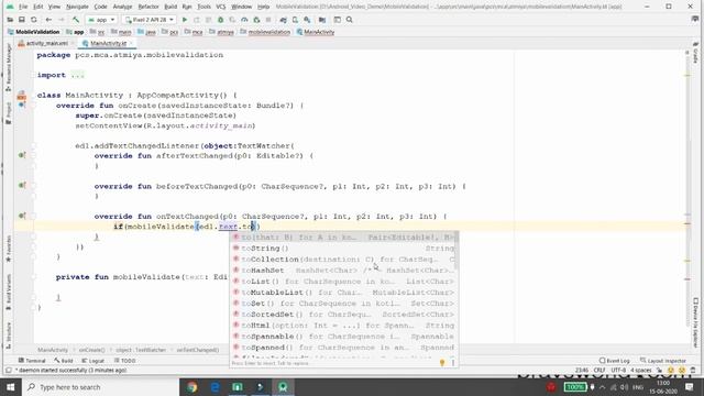 Android Kotlin - Validation of Mobile No on text changed using Regular expression смотреть онлайн