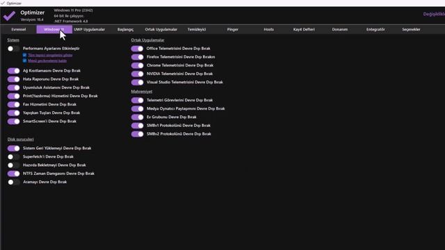 BİR TIKLA WİNDOWS OPTİMİZASYON AYARLARINI KOLAYCA YAPIN смотреть онлайн