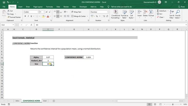Excel CONFIDENCE NORM Function смотреть онлайн