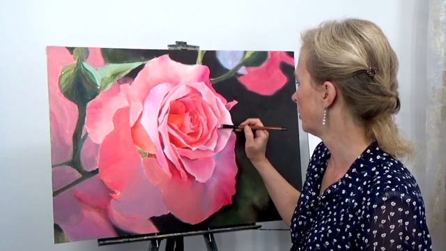 Как написать розу. Оттенки и цвета. Фрагменты из серии онлайн урока по живописи "Магия розового". смотреть онлайн