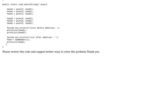 Code Review: Java program to add two numbers represented by linked lists смотреть онлайн