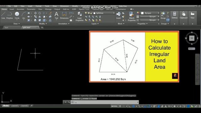 How to plot land measurement in AUTOCAD and calculate the area. смотреть онлайн