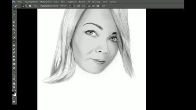 Портрет по фото, рисуем в Adobe Photoshop, графический планшет смотреть онлайн