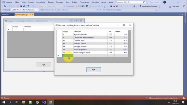 Bloquear a classificação das colunas no DataGridView para C# e VB.Net. Windows Form - Visual Studio смотреть онлайн
