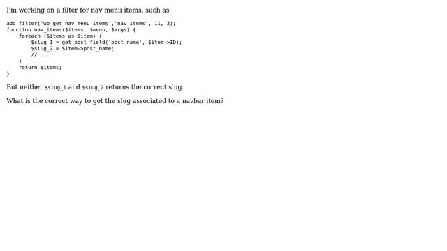 Wordpress: How to get the post name (slug) from the item ID when traversing the navbar? смотреть онлайн