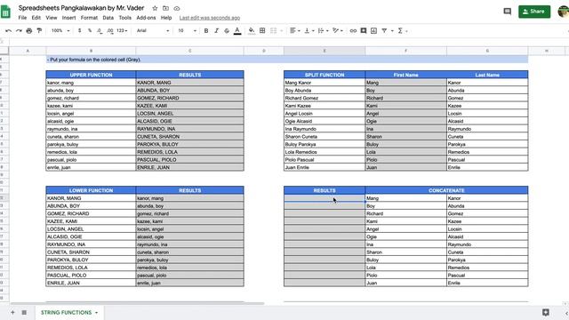 Spreadsheets/Excel (Tagalog Tutorial) - String/Text Functions смотреть онлайн