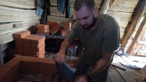 Dugout life, Very large stove in a dugout, Off grid living, Making a brick oven, bushcraft