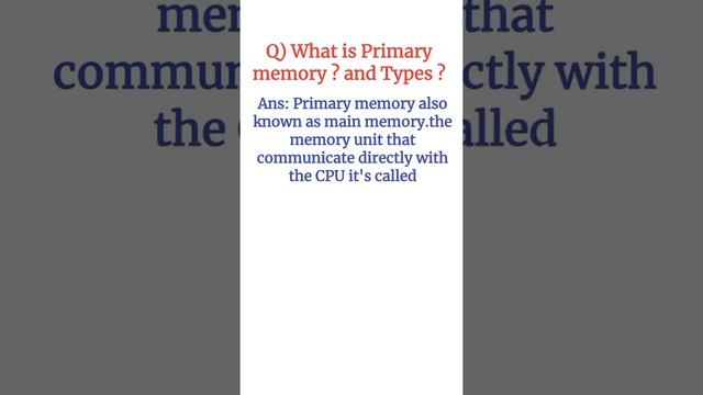 what is Primary memory | primary memory types | #java #python #opps #dbms #os #html #php #short смотреть онлайн